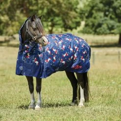 Weatherbeeta Saxon 600D Pony Combo Neck Medium 180g - Blue Unicorn Print, 55