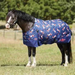 Weatherbeeta Saxon 600D Pony Standard Neck Medium 180g - Blue Unicorn Print, 55