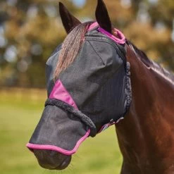 Weatherbeeta Comfitec Deluxe Durable Mesh-Fliegenmaske Mit Nasenschutz - Black/Purple, Pony