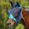 Weatherbeeta Comfitec Deluxe Fine Mesh-Maske Mit Ohrenschutz - Navy/turquoise, Mini/Shetty