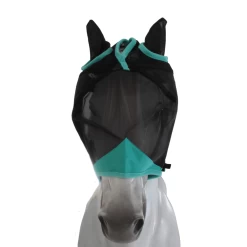 Weatherbeeta Comfitec Deluxe Fine Mesh-Maske Mit Ohrenschutz - Black/Turquoise, Pony -Weatherbeeta Weatherbeeta Comfitec Deluxe Fine Mesh Maske mit Ohrenschutz 9471 1 1