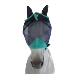 Weatherbeeta Comfitec Deluxe Fine Mesh-Maske Mit Ohrenschutz - Black/Turquoise, Pony -Weatherbeeta Weatherbeeta Comfitec Deluxe Fine Mesh Maske mit Ohrenschutz 9471 5 1